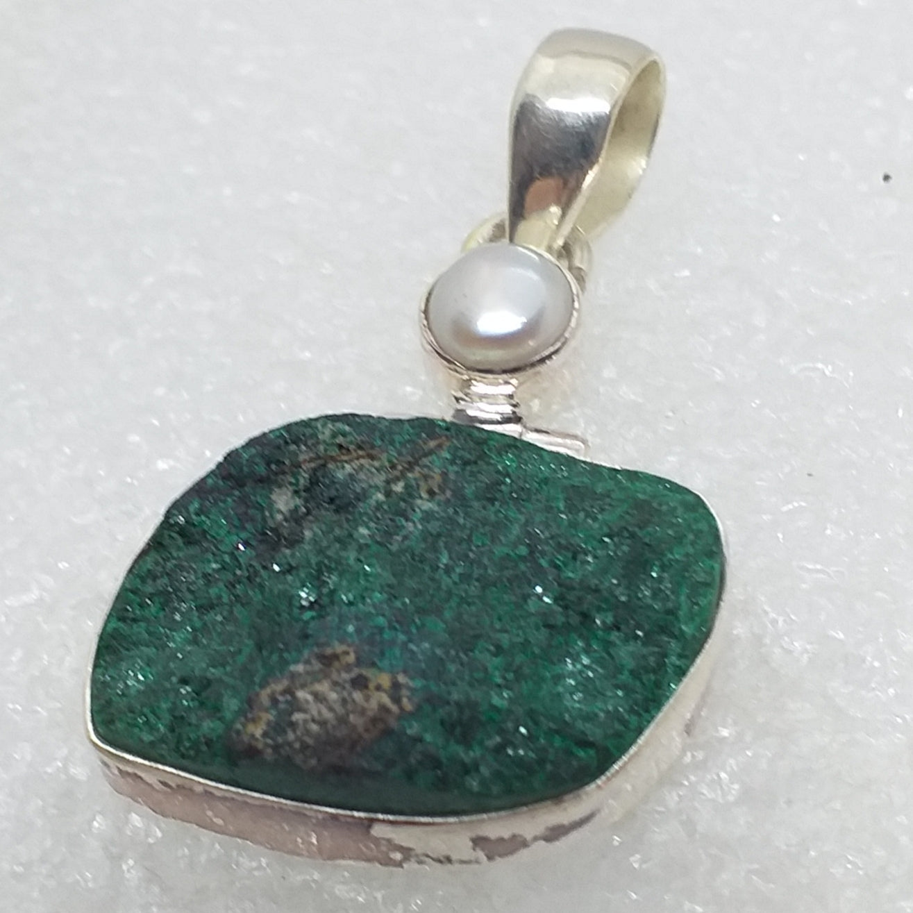 UWAROWIT GRÜNER GRANAT Rohstein Anhänger 925 Sterling Silber Perle RARITÄT