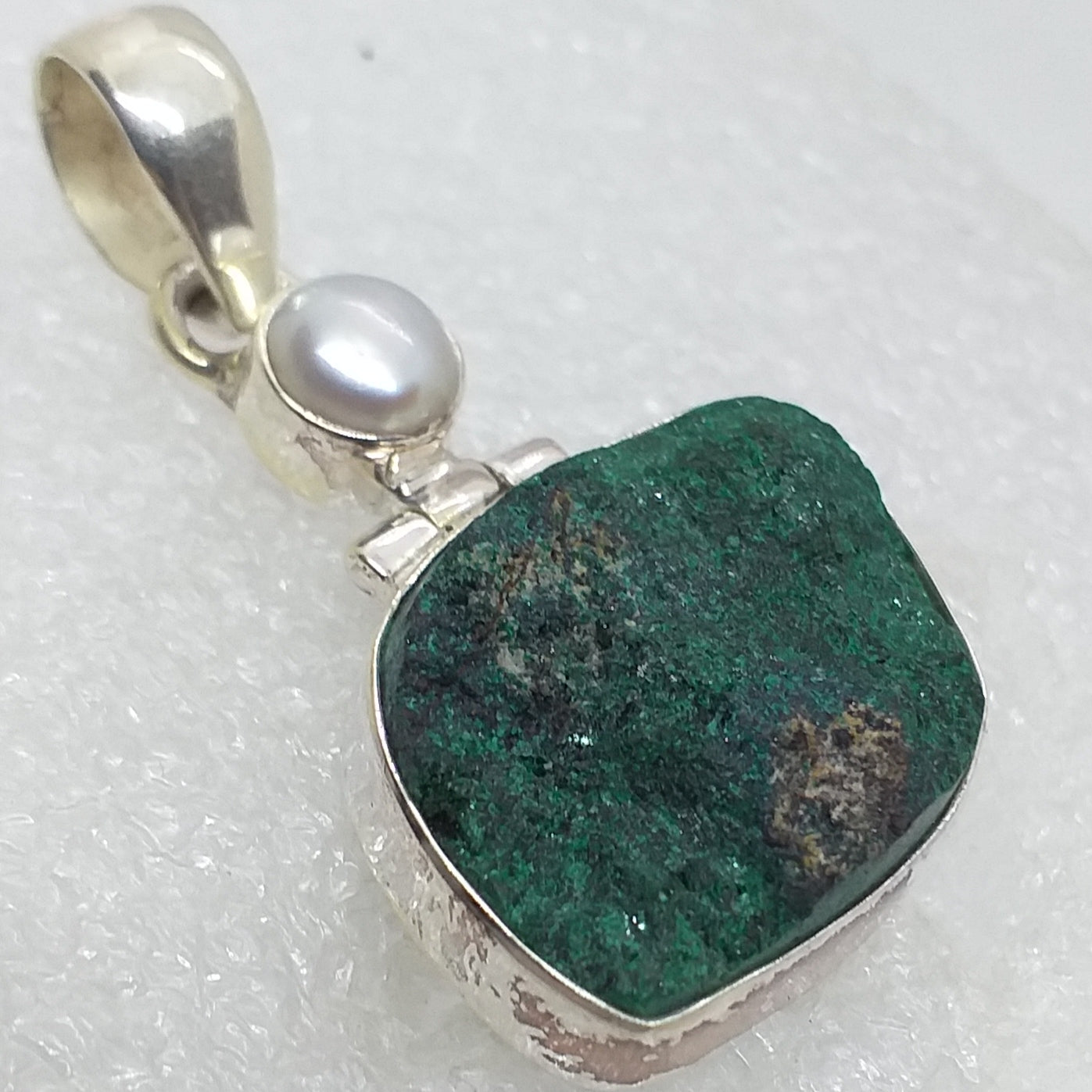 UWAROWIT GRÜNER GRANAT Rohstein Anhänger 925 Sterling Silber Perle RARITÄT