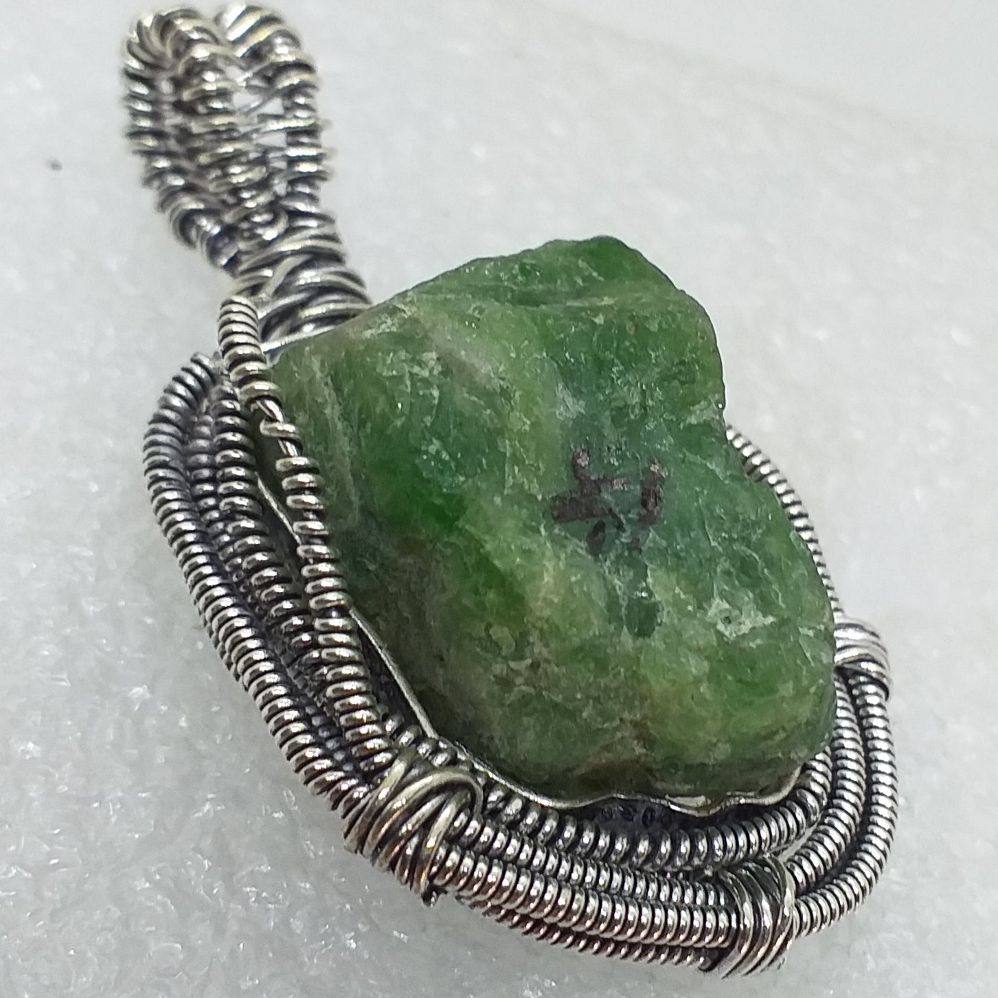 CHROMDIOPSID Rohstein Anhänger 925 Sterling Silber roh 43mm