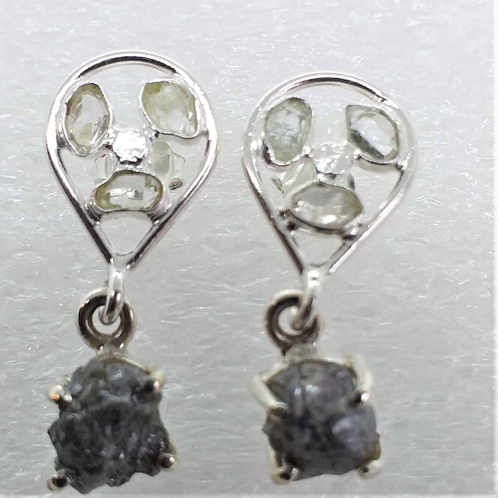 HERKIMER DIAMANT + Rohdiamant Ohrringe 925 Silber