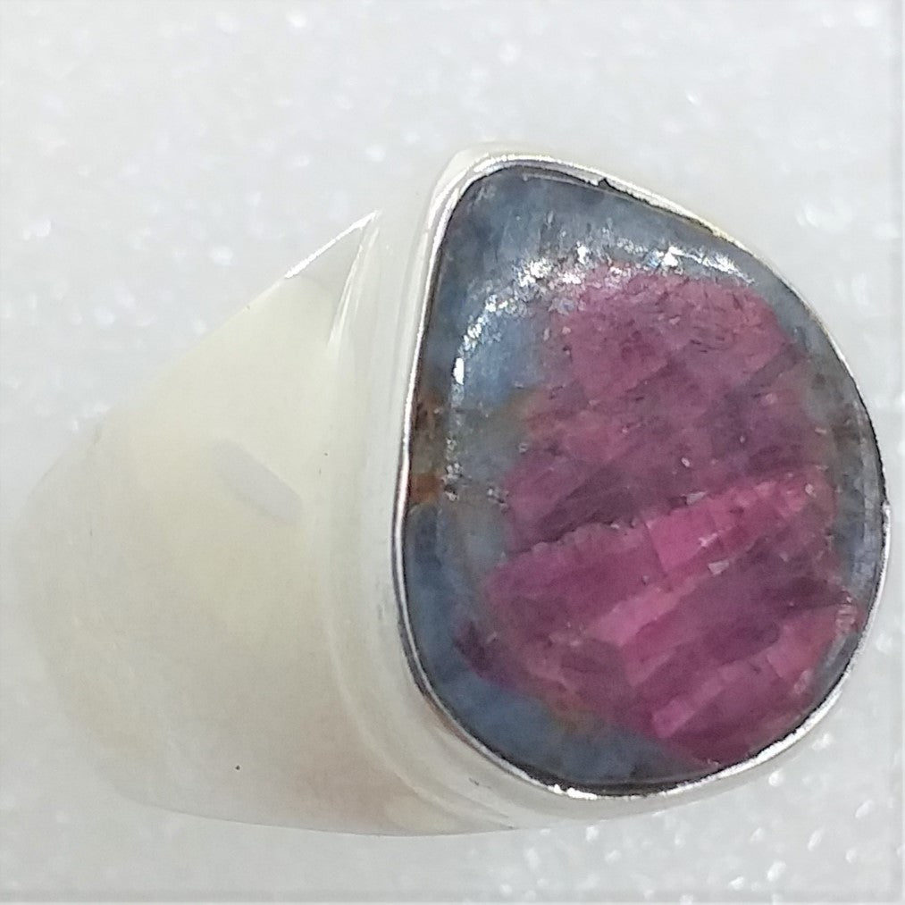 RUBINFUCHSIT mit Kyanit Ring Gr. 17 925 Silber