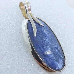 KYANIT blau Anhänger oval 925 Sterling Silber