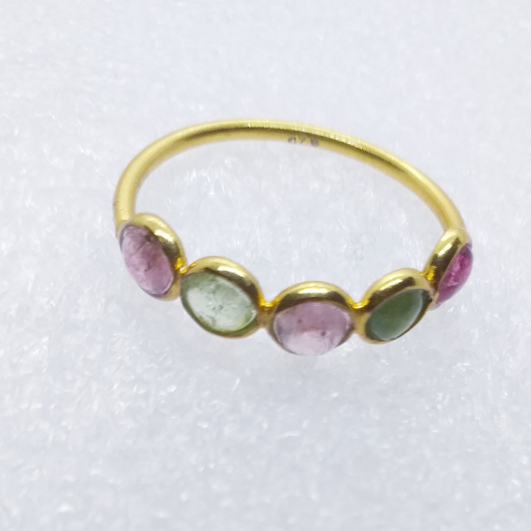 TURMALIN  Ring Gr. 17 925 Silber vergoldet Gold rosa pink grün Verdelith Rubellit