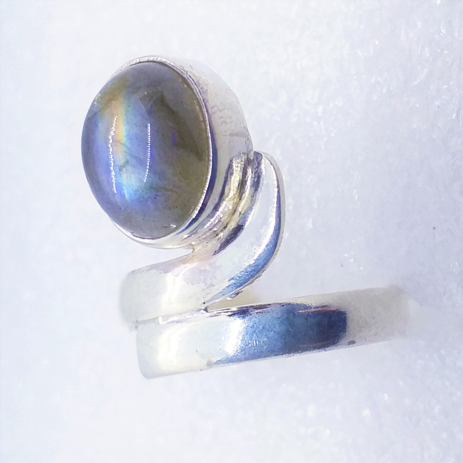 echter Natur LABRADORIT Spektrolith Ring Gr. 17 925 Silber