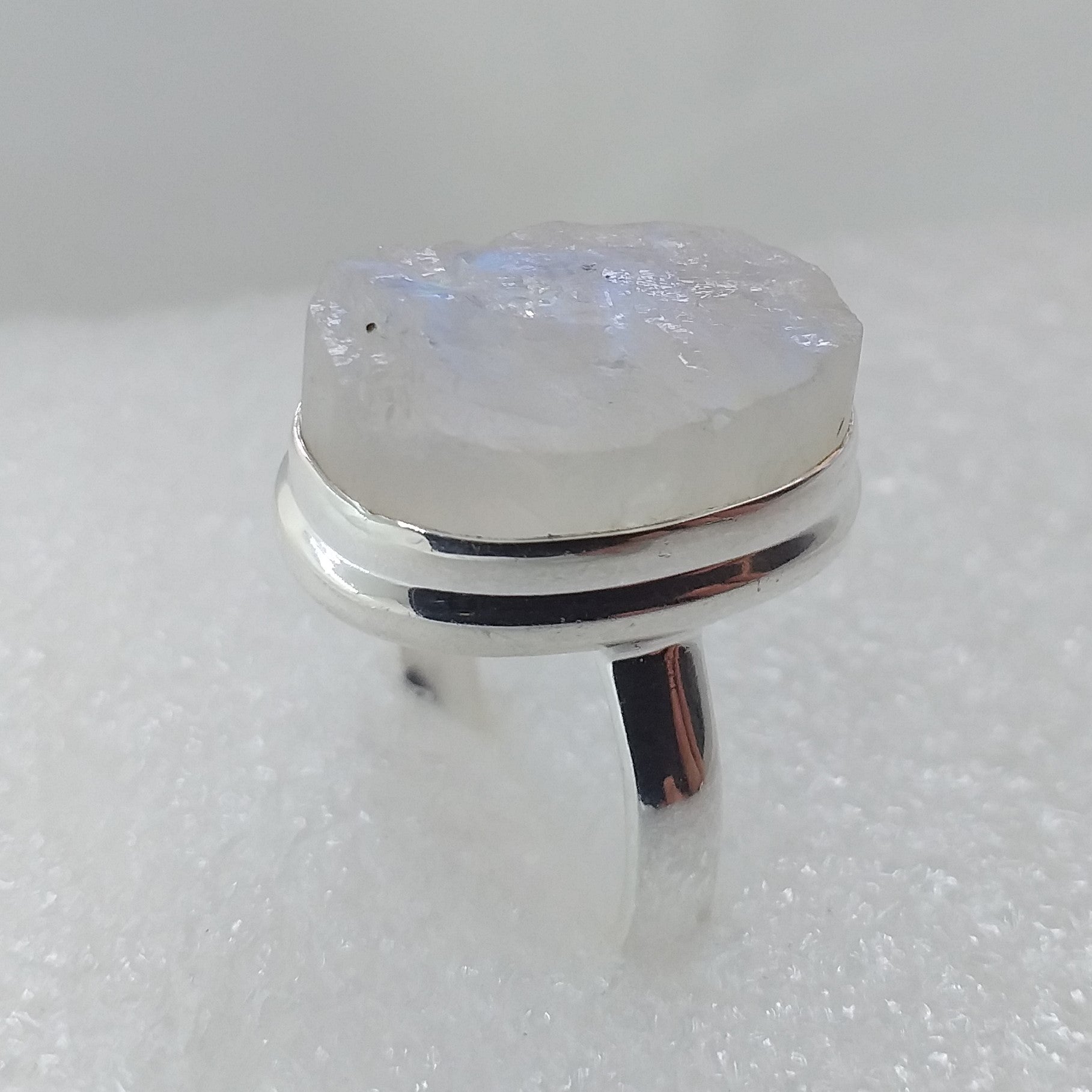 Regenbogenmondstein MONDSTEIN Rohstein Ring Gr. 17 925 Silber
