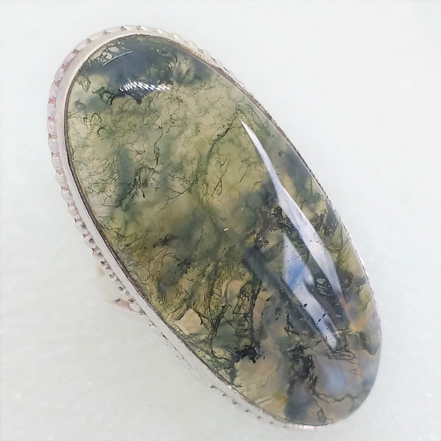 MOOSCHALCEDON Ring Gr. 17 925 Sterling Silber