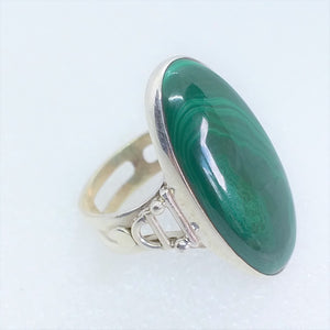 MALACHIT Ring  Gr. 17 925 Silber
