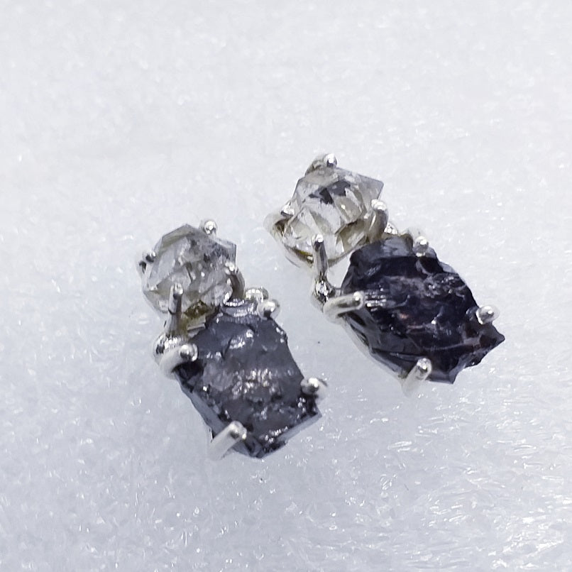 EDEL SCHUNGIT Herkimer Diamant Ohrringe 925 Silber
