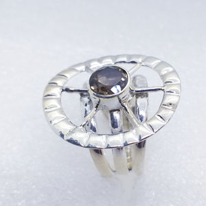 RAUCHQUARZ facettiert Ring Gr. 17 925 Sterling Silber