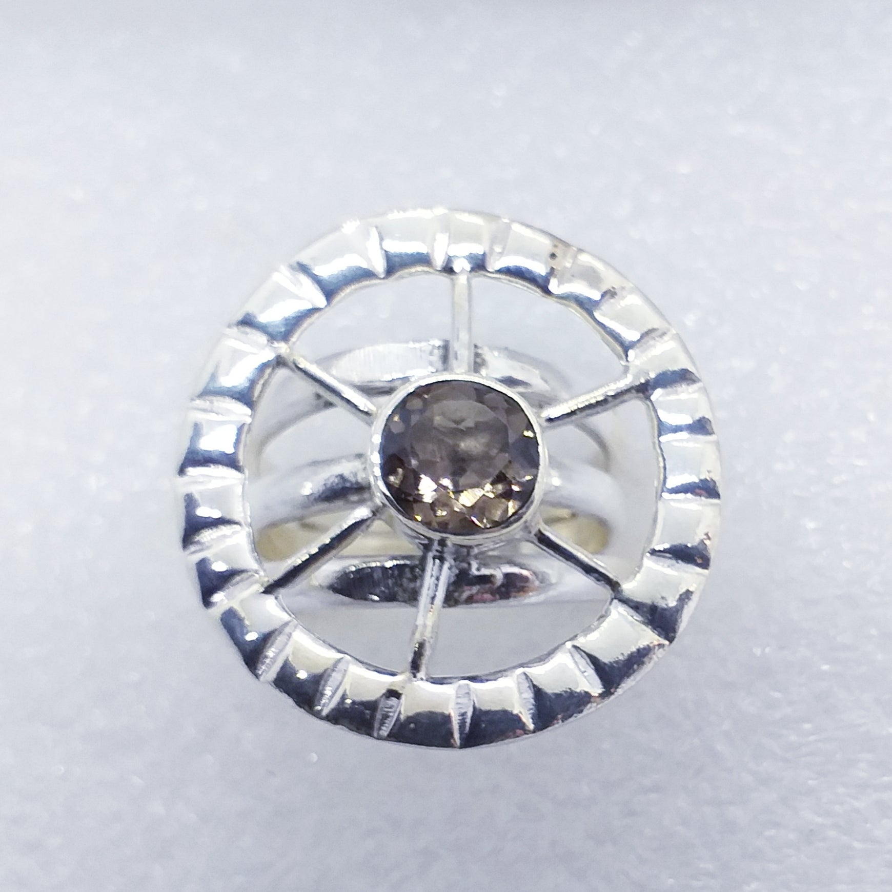 RAUCHQUARZ facettiert Ring Gr. 17 925 Sterling Silber
