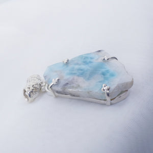 Rarität echter Natur LARIMAR Rohstein Anhänger 925 Silber