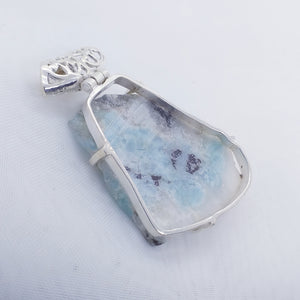 Rarität echter Natur LARIMAR Rohstein Anhänger 925 Silber