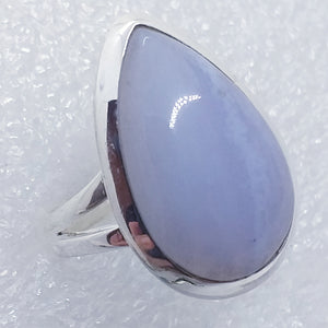 echter blauer Natur CHALCEDON Ring Gr. 16,5 925 Silber