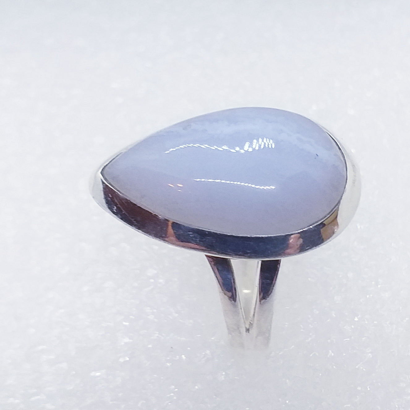 echter blauer Natur CHALCEDON Ring Gr. 16,5 925 Silber