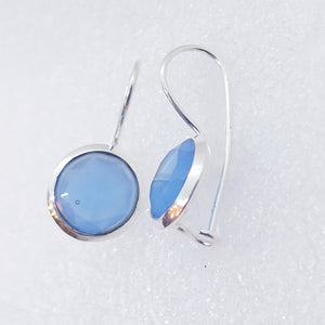 echter blauer Natur CHALCEDON Ohrringe Ohrhaken 925 Silber