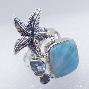 LARIMAR Ring Gr. 18 925 Silber Seestern