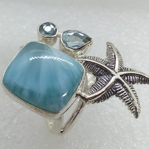 LARIMAR Ring Gr. 18 925 Silber Seestern