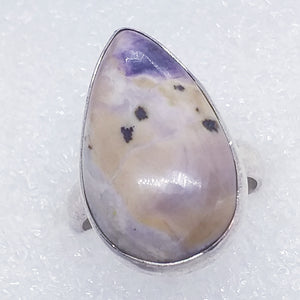 FLUORITOPAL Ring Gr. 18 Tropfen 925 Silber Fluorit Opal Tiffany Stein
