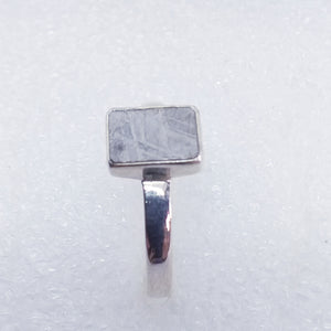 Eisenmeteorit GIBEON METEORIT Ring Gr. 17 925 Silber eckig
