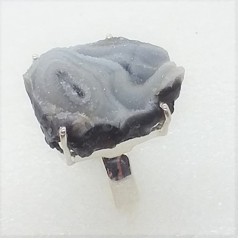 CHALCEDON ROSETTE Kristall Ring Gr. 17 925 Silber
