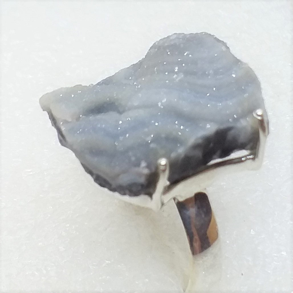 CHALCEDON ROSETTE Kristall Ring Gr. 17 925 Silber