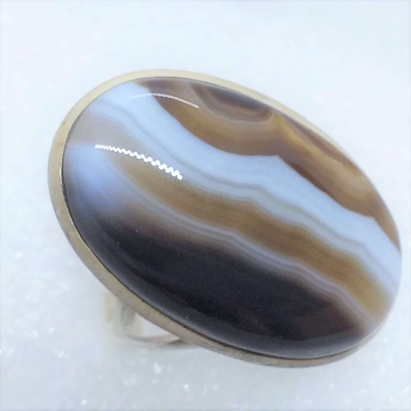 SARDONYX Ring Gr. 18 riesig 925 Silber oval