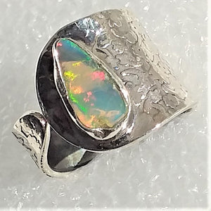 echter Natur OPAL Kristallopal Ring Gr. 18 bis 19 925 Silber Rohstein