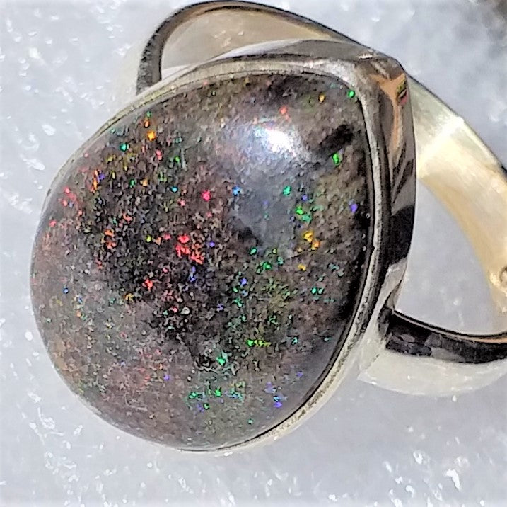 SCHWARZER HONDURAS MATRIX OPAL Ring Gr. 18 925 Silber