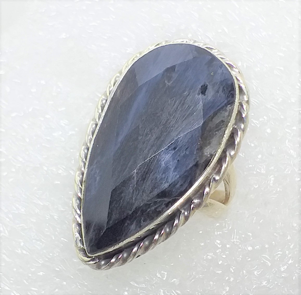 blauer PIETERSIT facettiert Ring  Gr. 17 25 Silber riesig