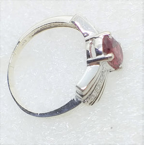 GRANAT facettiert Ring Gr. 18 925 Silber oval 8mm