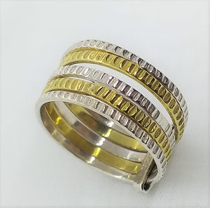 5 Ringe = 1 Ring  Gr. 17,2 925 Sterling Silber vergoldet