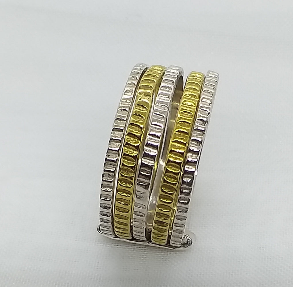 5 Ringe = 1 Ring  Gr. 17,2 925 Sterling Silber vergoldet