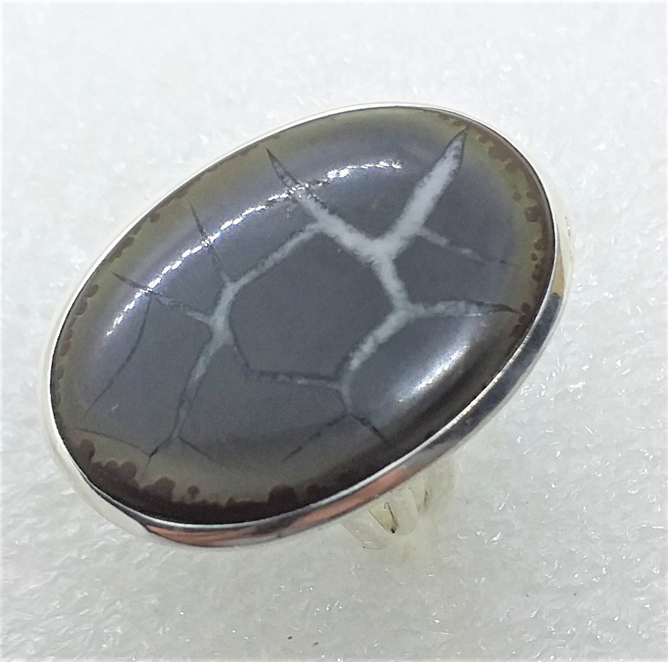 braune SEPTARIE Ring Gr. 17 925 Silber riesig 28x20 mm