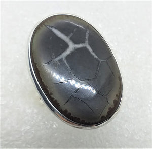 braune SEPTARIE Ring Gr. 17 925 Silber riesig 28x20 mm