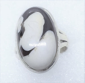 VERSTEINERTES ERDNUSSHOLZ Ring Gr. 17 925 Silber