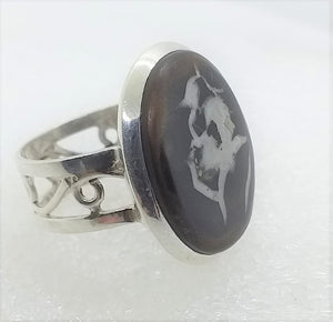 echte natürliche braune SEPTARIE Ring Gr. 17 925   Silber