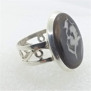 echte natürliche braune SEPTARIE Ring Gr. 17 925   Silber