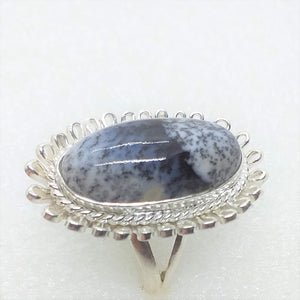 MERLINIT Dendritenopal Ring Gr. 18 925 Silber riesig 31x20mm