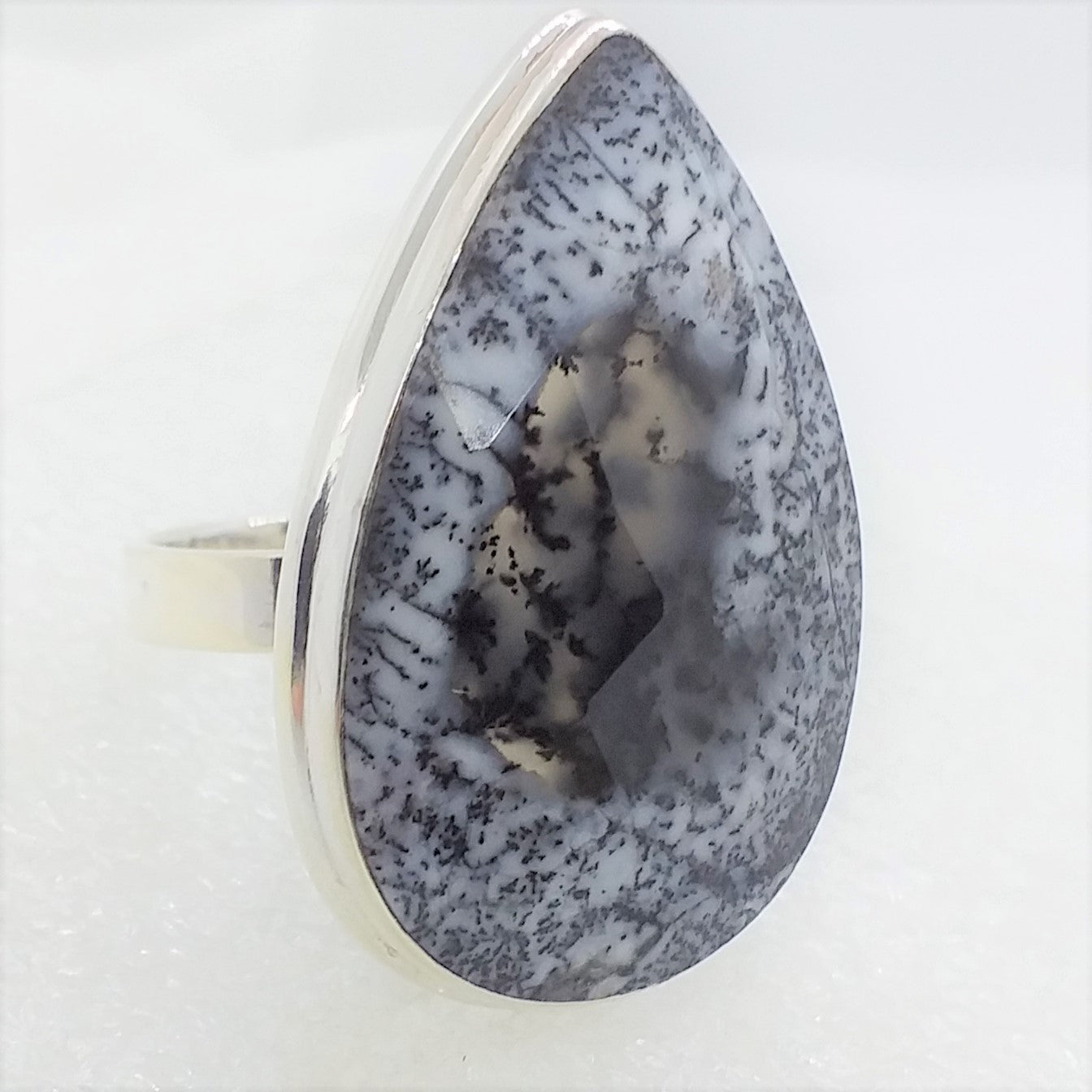 MERLINIT Dendritenopal facett. Ring RIESIG 35x24mm Gr. 18 925 Silber