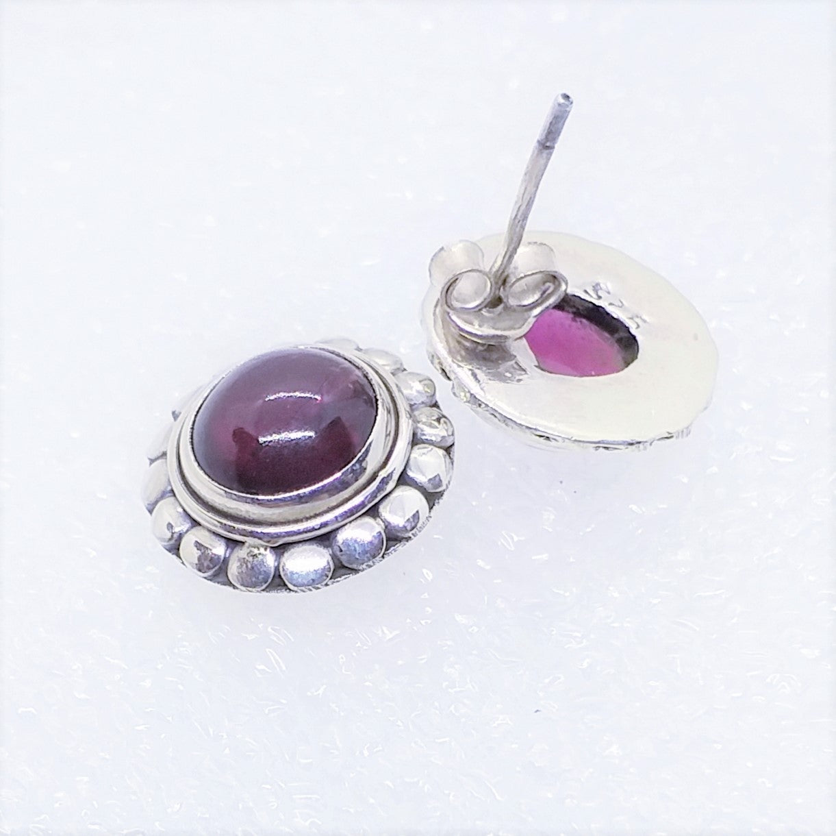 GRANAT Ohrringe Ohrstecker 925 Sterling Silber