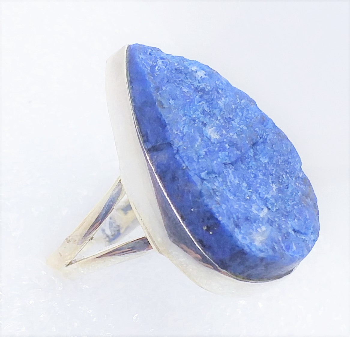 blauer APATIT Ring Gr. 20 925 Silber Rohstein RIESIG
