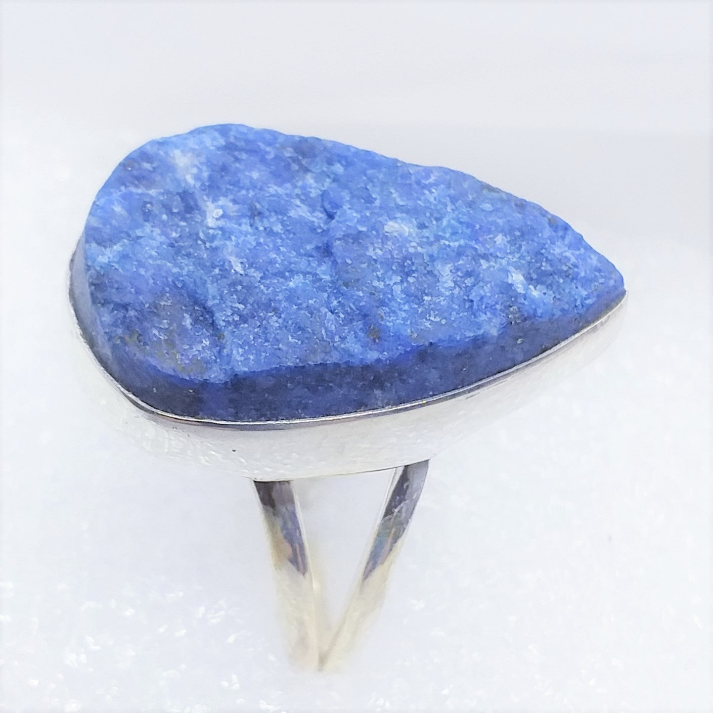 blauer APATIT Ring Gr. 20 925 Silber Rohstein RIESIG