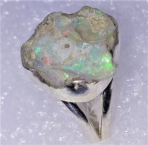 echter Natur OPAL Kristallopal Ring Gr. 17 925 Silber Rohstein