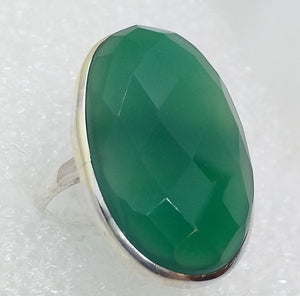 grüner ONYX facettiert Ring  Gr. 17 925 Silber riesig