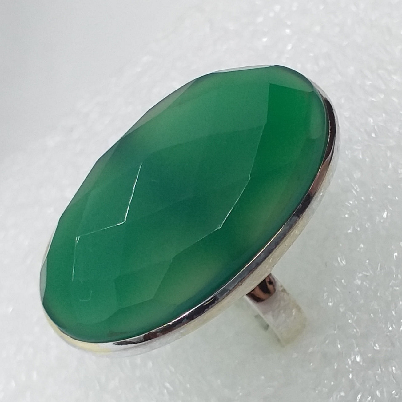 grüner ONYX facettiert Ring  Gr. 17 925 Silber riesig