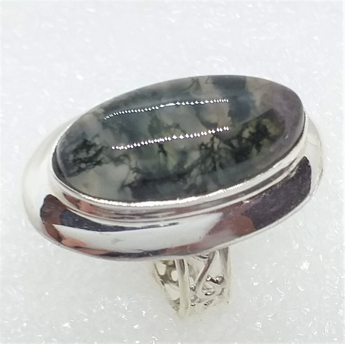 MOOSCHALCEDON Ring Gr. 19 925 Sterling Silber riesig