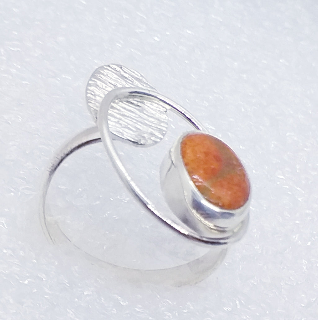 echte rote KORALLE Schaumkoralle Ring Gr. 18 925 Silber