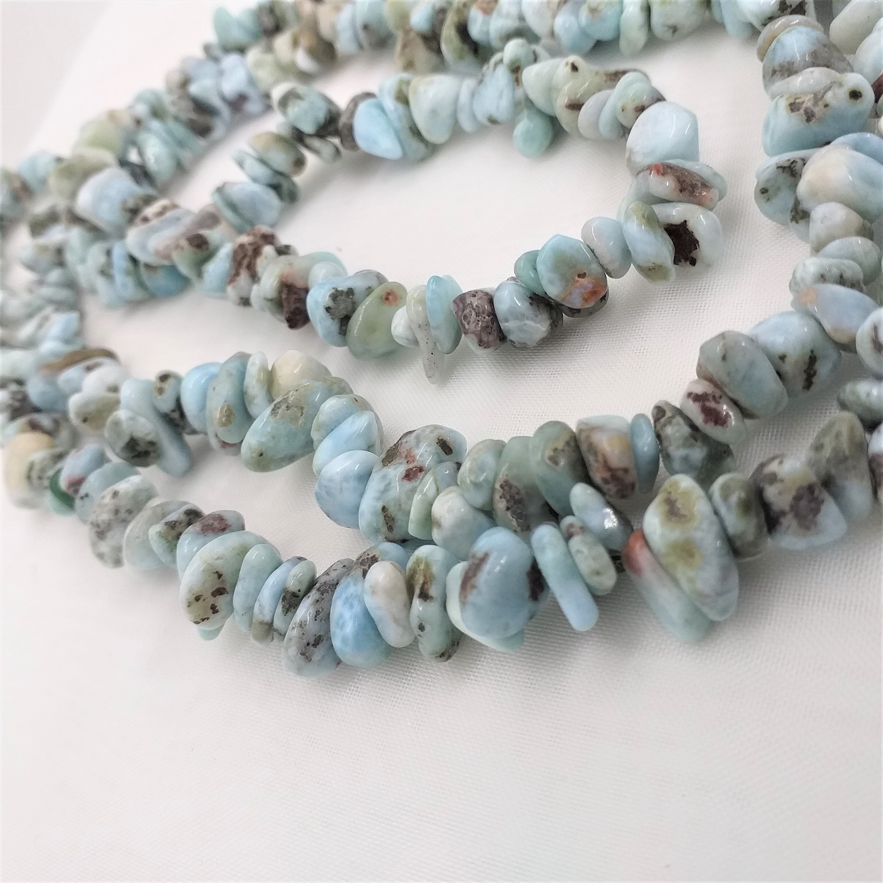 ECHTER  LARIMAR Kette 90 cm Steine bis 13 mm