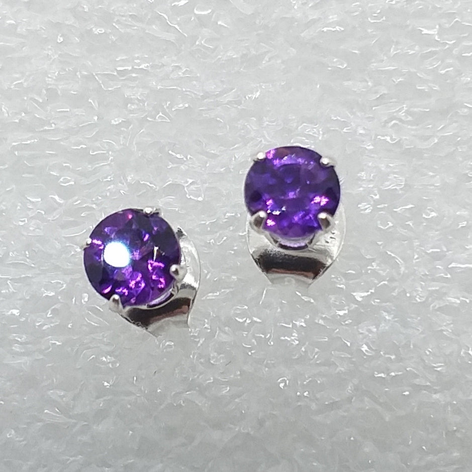 AMETHYST facett. Ohrringe Ohrstecker 925 Sterling Silber