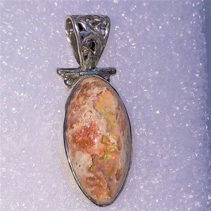 echter natürlicher CANTERA FEUEROPAL in Matrix Opal Anhänger 925 Silber Rohstein